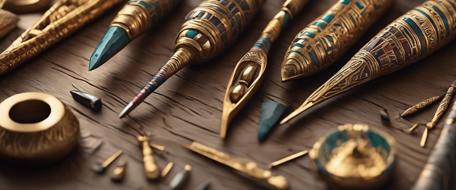 Ancient Egyptian nail design tools and colors.