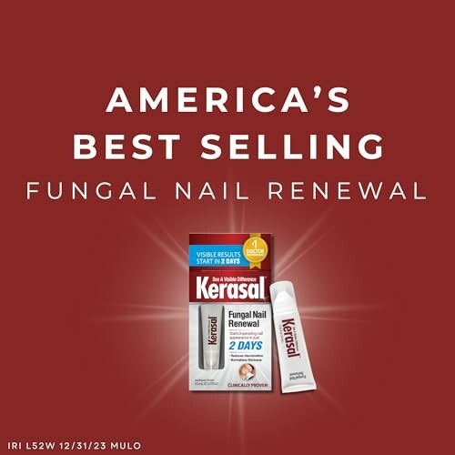 Kerasal fungal nail renewal packaging on red background.