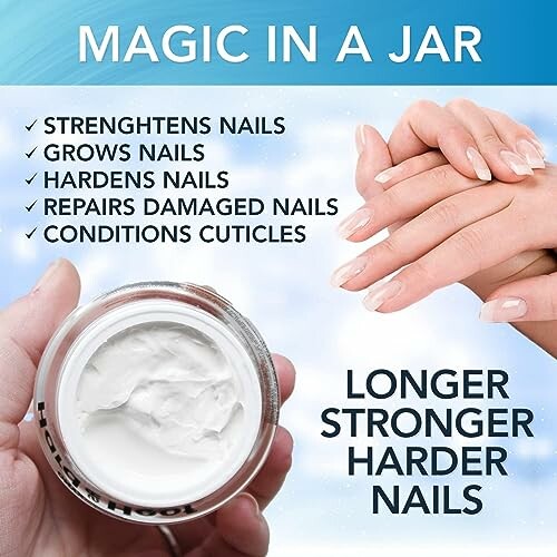 Nail care cream promoting stronger, longer nails.