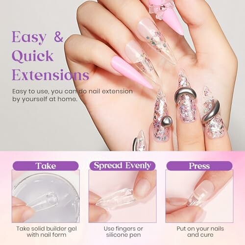 Guide on easy and quick nail extensions with builder gel.