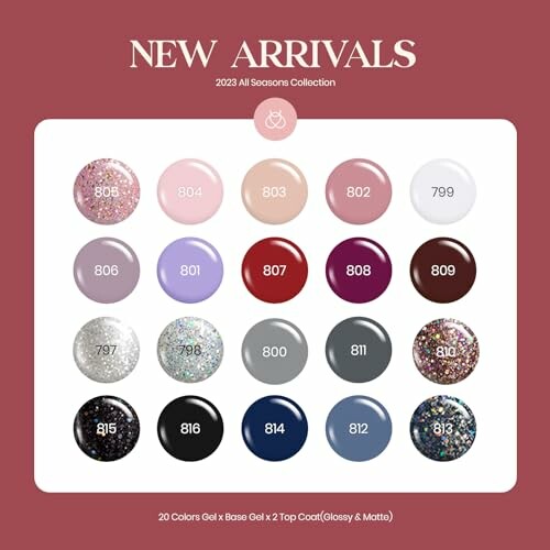 New arrivals 2023 nail polish collection with various colors.